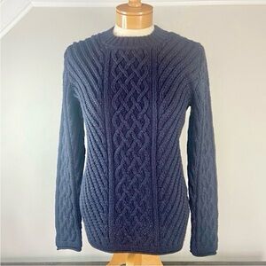 SAOL Ireland Aran Tunic Sweater Navy Wool Blend Women’s Small New with Tags